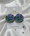 Ocean Wave Enamel Stud Earrings