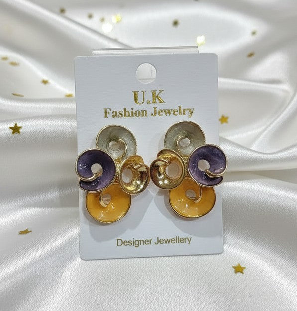 Artistic Swirl Enamel Earrings
