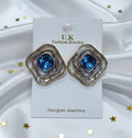 Blue Radiance Geometric Earrings