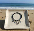 Black Beads & Silver Charms Bracelet