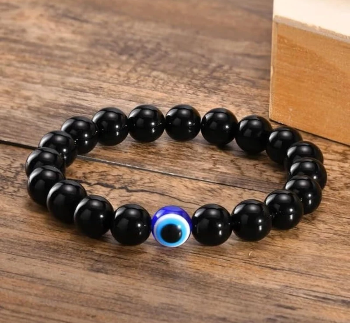 Black Beads Evil Eye Bracelet