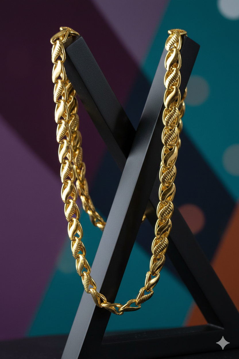 The Imperial Textured Tulip Link Necklace